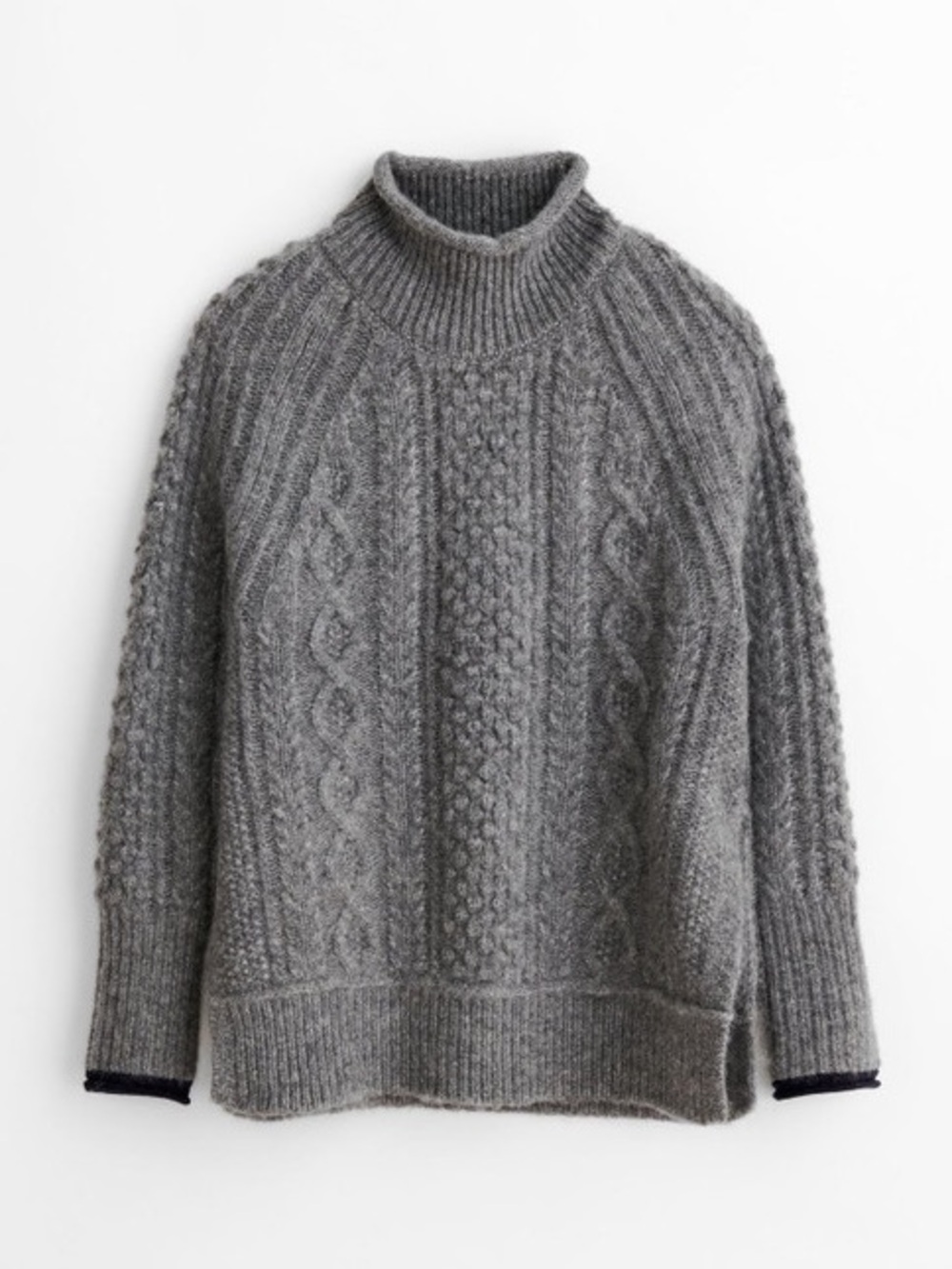 ALEX MILL • Camil Cable Knit Sweater in Heather Grey